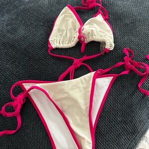 Cream and Pink Bikini Set